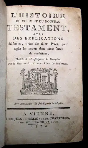 Dauphin L´Histoire du Vieux et du Nouveau Testament 1774 Theologie mb