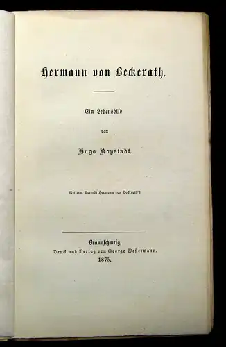 Kopstadt Hermann von Beckerath Ein Lebensbild 1875 Belletrisik Literatur mb