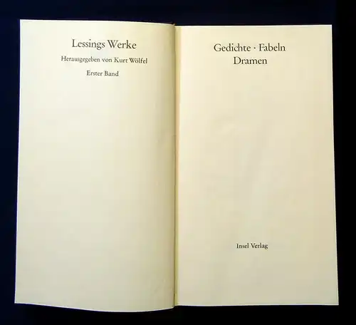 Lessings Werke 1-3 Bd. Gedichte Fabeln Dramen Schriften 1967 Belletristik mb