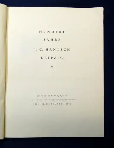 Hanisch Hundert Jahre Eine Erinnerungsgabe Vier Generationen 1936 Geschichte mb