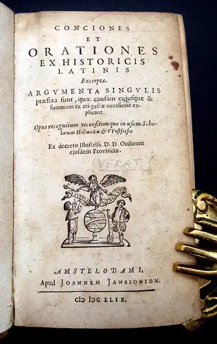 Veratius, Jobus 1649 Conciones et orationes ex historicis Latins excerptoe am