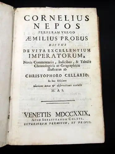 Nepos 1729 Cornelius Nepos, perperam vulgo Aemilius Probus dictus... am