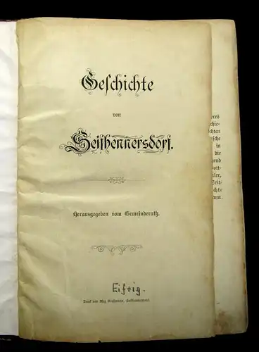 Gemeinderath Geschichte der Stadt Seifhennersdorf 1892 Sachsen Ortskunde js