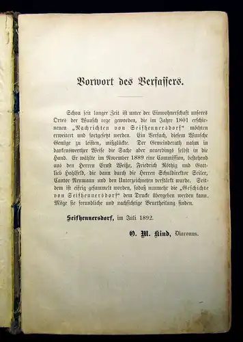 Gemeinderath Geschichte der Stadt Seifhennersdorf 1892 Sachsen Ortskunde js