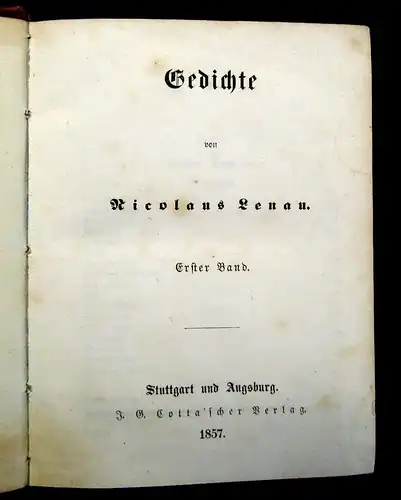 Gedichte von Nicolaus Lenau 1857 Poesie Belletristik Literatur Lyrik js