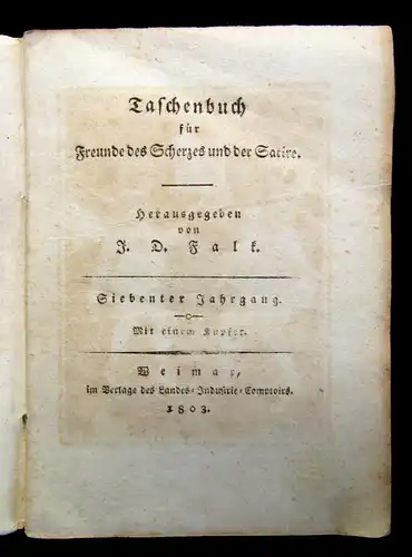 Falk Taschenbuch für Freunde des Scherzes und der Satire 1803, 7. Jahrgang  js