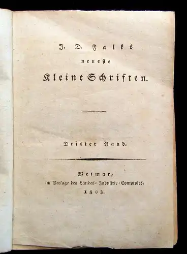 Falk Taschenbuch für Freunde des Scherzes und der Satire 1803, 7. Jahrgang  js