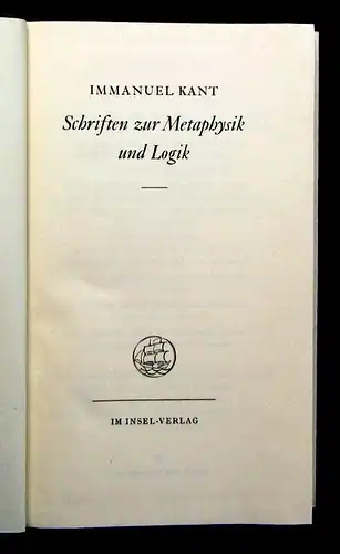 Weischedel Immanuel Kant 6 Bde. komplett 1960 Insel- Verlag js