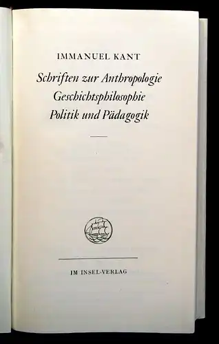 Weischedel Immanuel Kant 6 Bde. komplett 1960 Insel- Verlag js