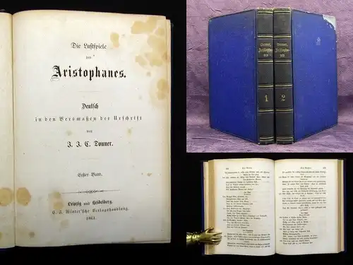 Donner Die Lustspiele des Aristophanes 1861 2 Bde. Deutsch in den Versmaßen js