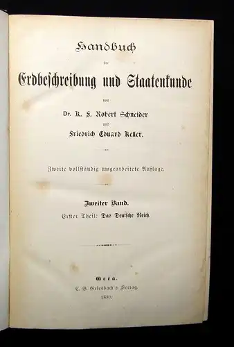 Keller, Schneider Handbuch der Erdbeschreibung und Staatenkunde 4 Bde. 1889 js