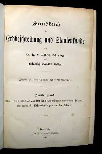 Keller, Schneider Handbuch der Erdbeschreibung und Staatenkunde 4 Bde. 1889 js