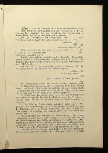 Jahres-Bericht des Vereins für sächs. Volksunde auf das Vereinsjahr 1899 1900 js