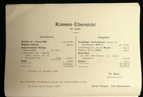 Jahres-Bericht des Vereins für sächs. Volksunde auf das Vereinsjahr 1899 1900 js