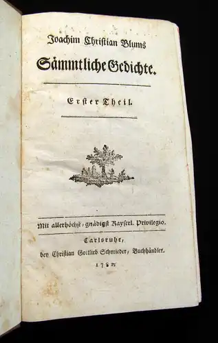 Blums, J.C. 1781 Sämmtliche Gedichte + Spaziergänge - 2 Werke in 1 Bd. am