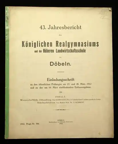 44.Jahresbericht des Kgl. Realgymnasiums u. Landwirtschaftsschule zu Döbeln 1913