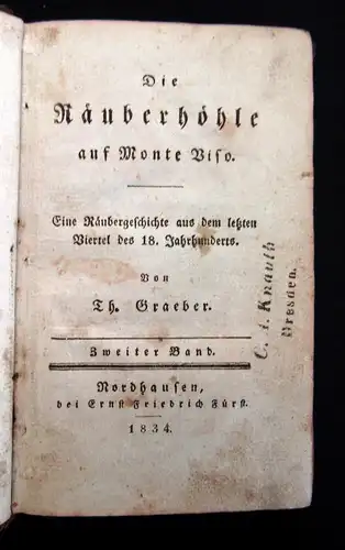 Graeber, Theodor 1834 Die Räuberhöhle auf Monte Viso; Eine Räubergeschichte...am