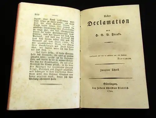 Franke, H.G.B. 1789 Ueber Declamation 2 in 1 Bd. ... am