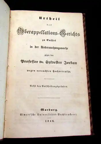 Jordan, Sylvester 1846 Urtheil des Oberappellations-Gerichts zu Cassel in... am