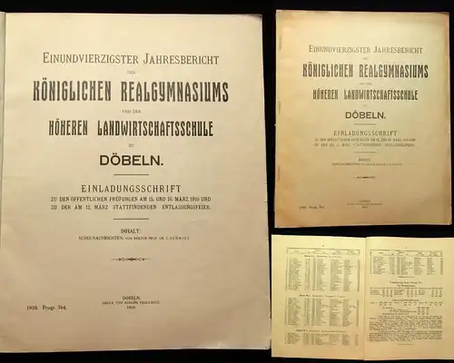 41.Jahresbericht des Kgl. Realgymnasiums zu Döbeln Einladungsschrift 1910 js