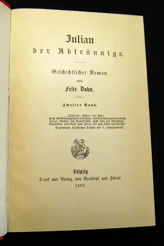 Dahn, Felix 1893 Julian der Abtrünnige - 3 Bde. Belletristik am