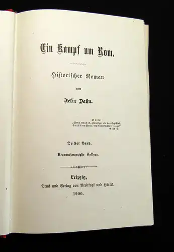 Dahn, Felix 1900 Eim Kampf um Rom - 4 Bde. Belletriostik am