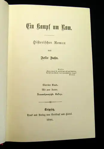 Dahn, Felix 1900 Eim Kampf um Rom - 4 Bde. Belletriostik am