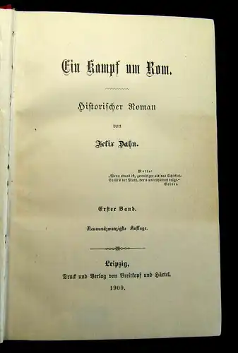 Dahn, Felix 1900 Eim Kampf um Rom - 4 Bde. Belletriostik am