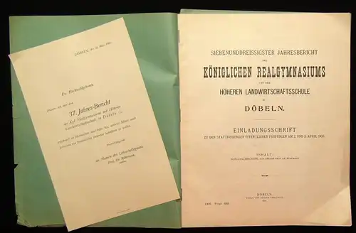 37.Jahresbericht des Kgl. Realgymnasiums zu Döbeln Einladungsschrift 1906 js