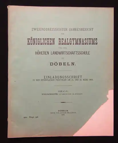 32.Jahresbericht des Kgl. Realgymnasiums zu Döbeln Einladungsschrift 1901 js