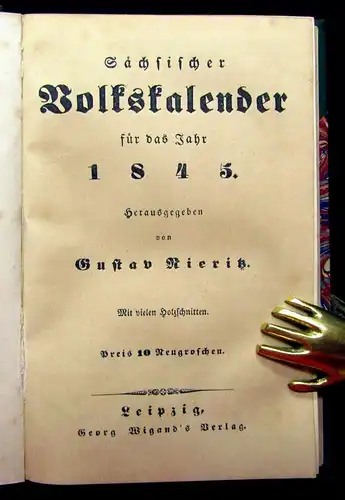 Rieritz Sächsischer Volkskalender für das Jahr 1845 mit vielen Holzschnitten mb
