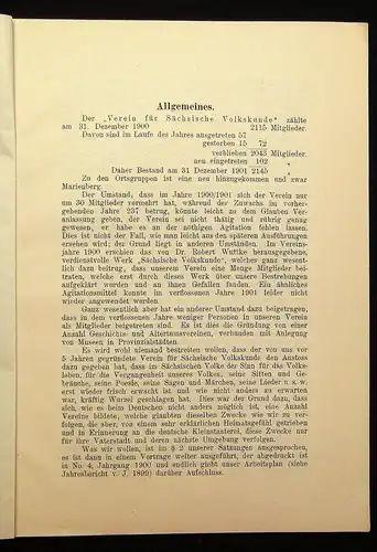 Jahres-Bericht des Vereins für sächs. Volksunde auf das Vereinsjahr 1901 1902 js