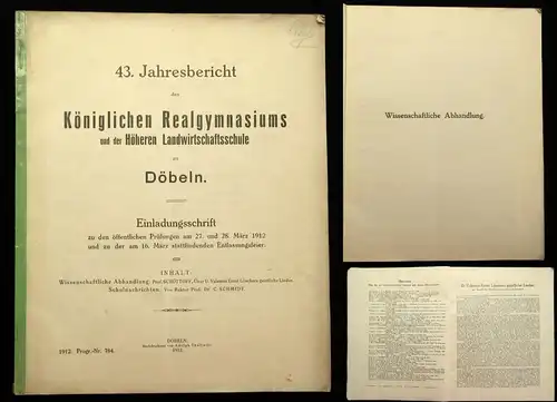 43.Jahresbericht des Kgl. Realgymnasiums u. Landwirtschaftsschule zu Döbeln 1912