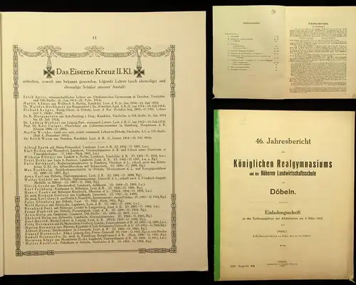 46.Jahresbericht des Kgl. Realgymnasiums u. Landwirtschaftsschule zu Döbeln 1915