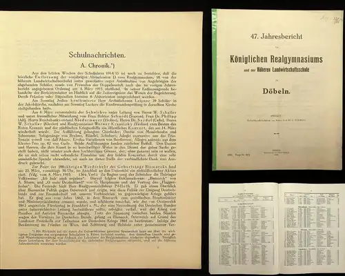 47.Jahresbericht des Kgl. Realgymnasiums u. Landwirtschaftsschule zu Döbeln 1916