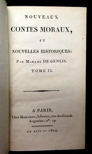 De Genlis Nouveaux Contes Moraux 1804 Belletristik Literatur mb