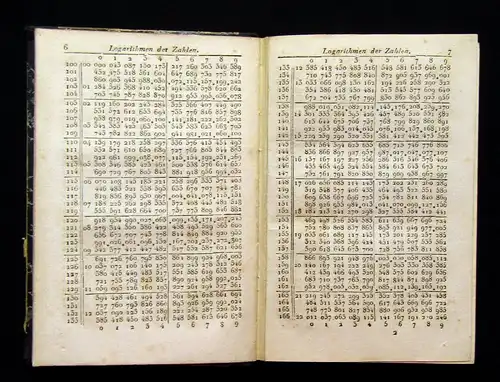 Prasse Logarithmische Tafeln für die Zahlen, Sinus u Tangenten 1825 mb