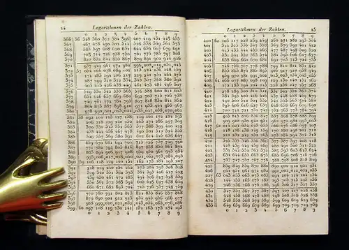 Prasse Logarithmische Tafeln für die Zahlen, Sinus u Tangenten 1825 mb