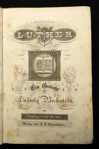 Bechstein, Ludwig Luther Ein Gedicht 1834 Theologie allgemein Kirche am