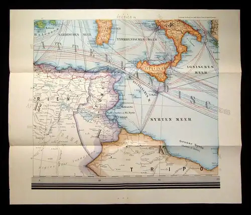 Karte Afrika,Algerien,Sahara 1:35 000000 um 1910 59 x 59 cm Section 14  js