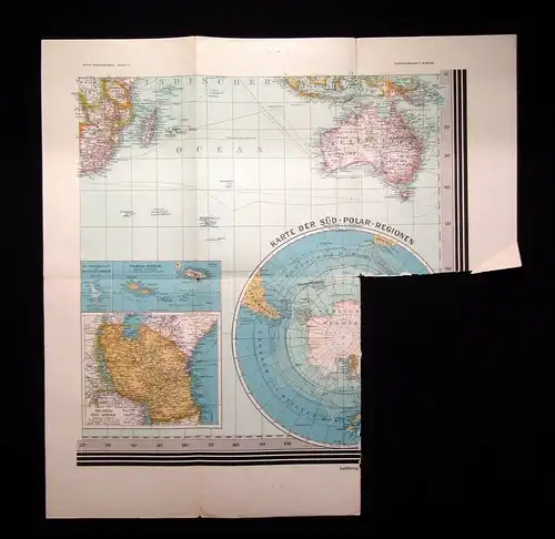 Karte Indischer Ocean 1:35 000 000  um 1900 59 x 59cm Section 4 Henze Verlag js