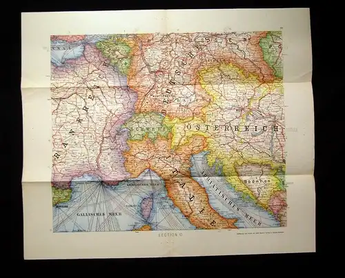 Karte Portugal, Spanien 1:35 000 000  1910 59 x 59 cm Section 9 Henze Verlag j