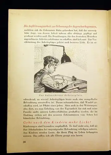 Osram Vom guten Sehen bei künstlicher Beleuchtung 1935 Altes Handwerk Technik mb