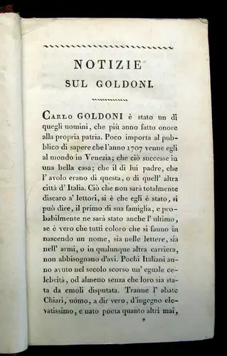 Pio Scelta Di Alcune Commedie Del Goldoni, per uso de´ Diletanti della 1806 js