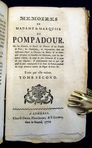 Memoires de Madame la Marquise de Pompadour 2 Bde. in 1 Geschichte 1772  js