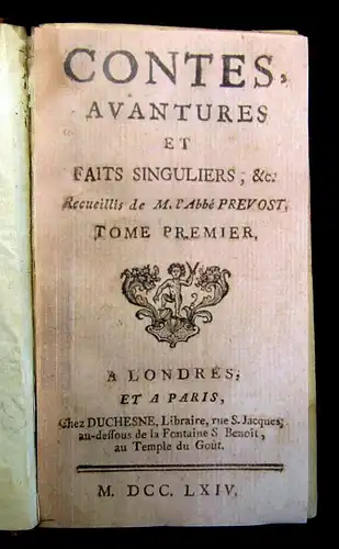 Prevost Contes Avantures Et Faits Singuliers & Recuellis de M.l´Abbe um 1770 js