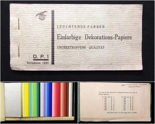 Musterbuch Dekorations-Papiere 1931 Kollektion Unübetroffene Qualität 32 Farben