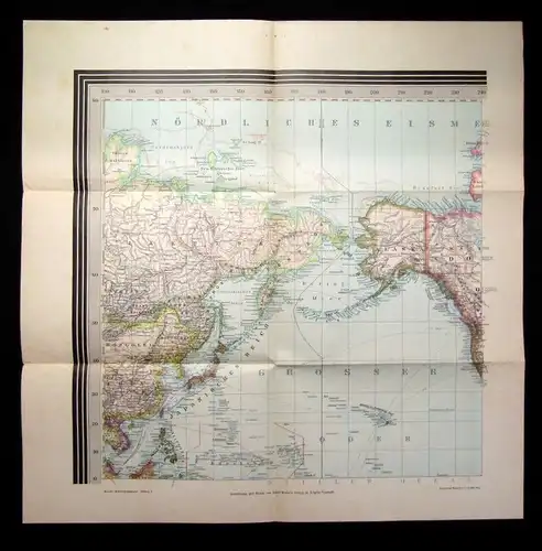 Karte Stiller Ozean 1:35 000 000 um 1910 59 x 59 cm Section I Henze Verlag j