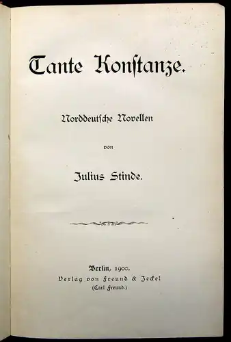 Stinde Tante Konstanze 1900 Belletristik Literatur Lyrik mb