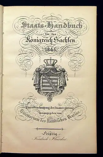 Staats- Handbuch für das Königreich Sachsen 1845 Geschichte Politik js